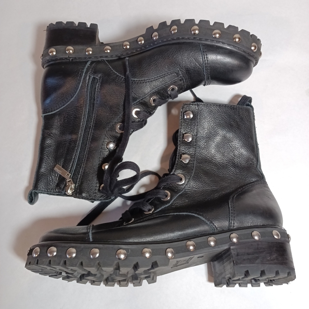 Schutz Andrea Leather Studded Combat Boot Size 7 B